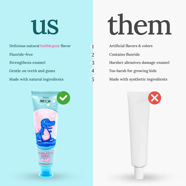 NoBS Jr. Flouride Free Kids Toothpaste 3.4oz - Berry Bubblegum Blast