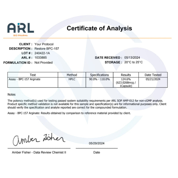 BPC-157 Pentadecapéptido arginato 500mcg (PDA) 60 cápsulas - PREVENTA