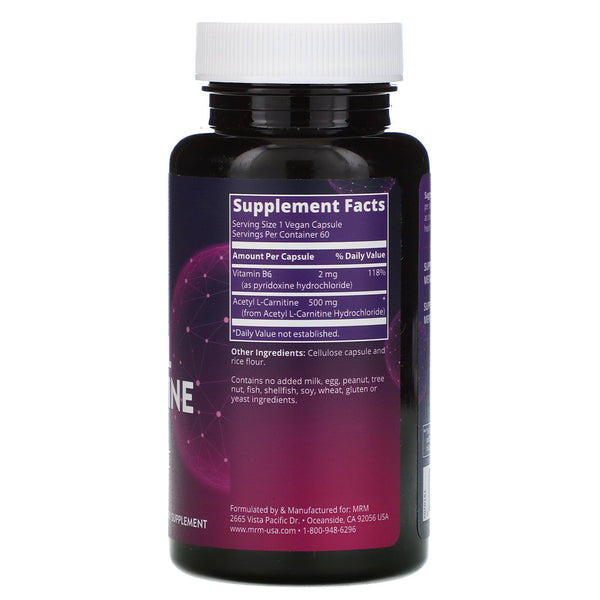 Ацетил-L-карнитин 500 мг 60 растительных капсул от MRM