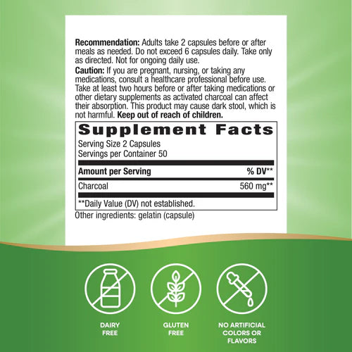 Activated Charcoal 100 Capsule, di Natures Way