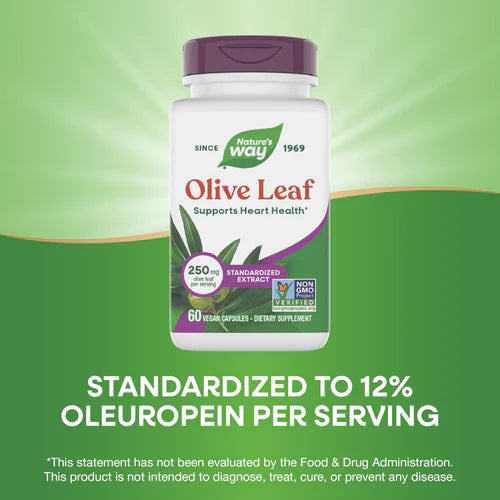 Olive Leaf Extract 20% Oleuropein 60 Capsules by Natures Way