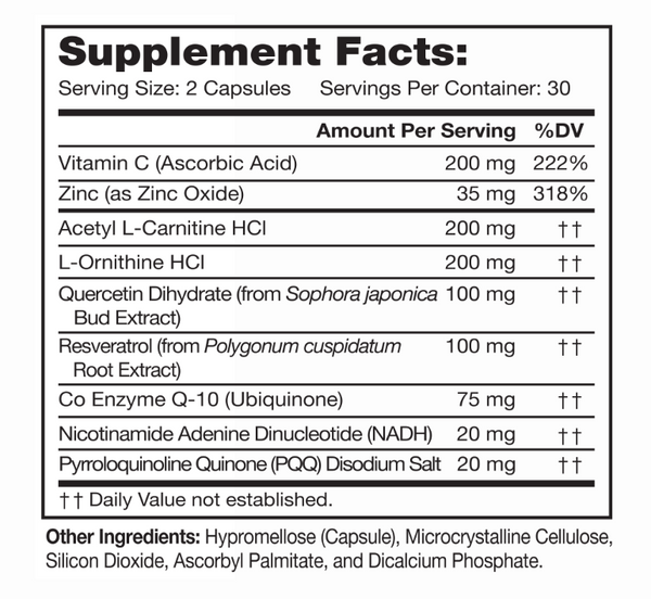 Dagelijkse Cel Oplaadbeurt (Mito Cel PQQ) 60 Capsules