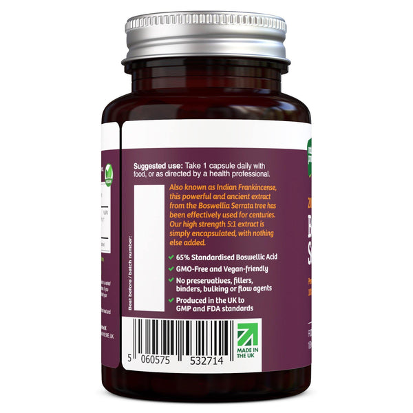 Extrait 5:1 de Boswellia Serrata 2000mg | Acide boswellique standardisé à 65% 180 capsules véganes
