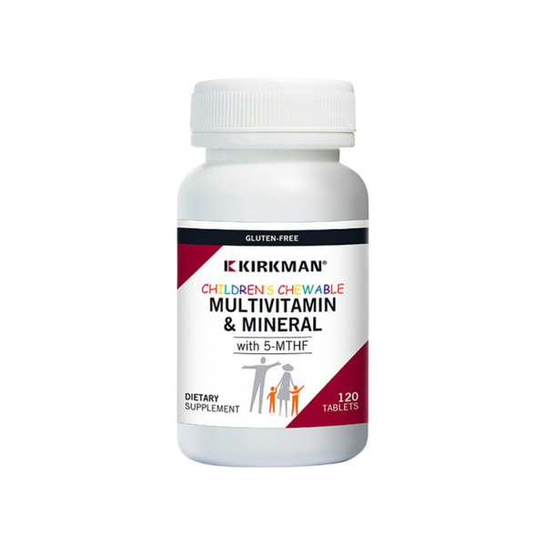 Tablete multivitamine/minerale MASTICABLE pentru copii cu 5-MTHF de la Kirkman