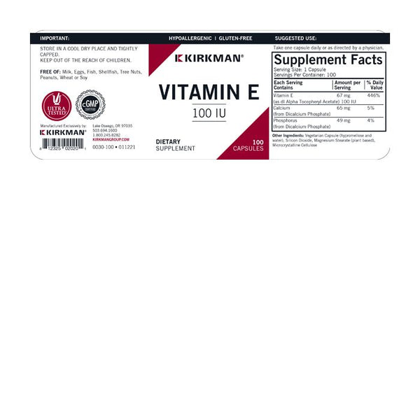 Vitamine E 100 mg 100 hypoallergene capsules