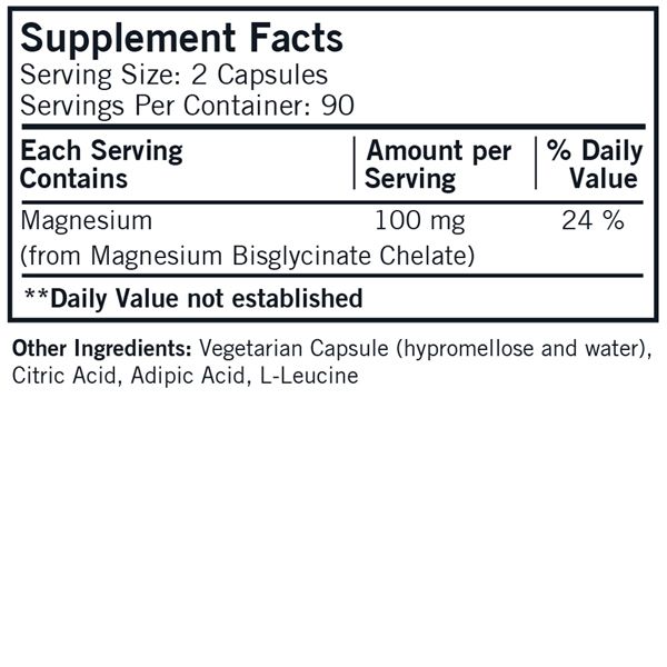 Magnesium BisGlycinate (Buffered) 180 Capsules by Kirkman