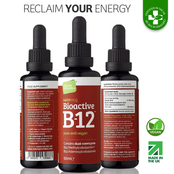 Liquido di vitamina B12 bioattiva (2400 mcg/dose) 50 ml